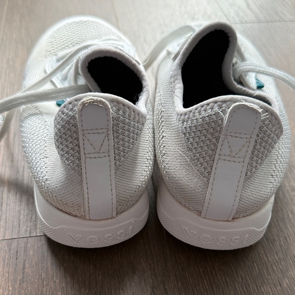 Vessi White Knit Sneakers with Teal Accents - Picture 2 of 7